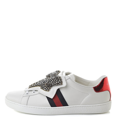 Gucci Calfskin Ayers Web Womens Ace Bow Lace Sneakers 39.5 White 1 of 9