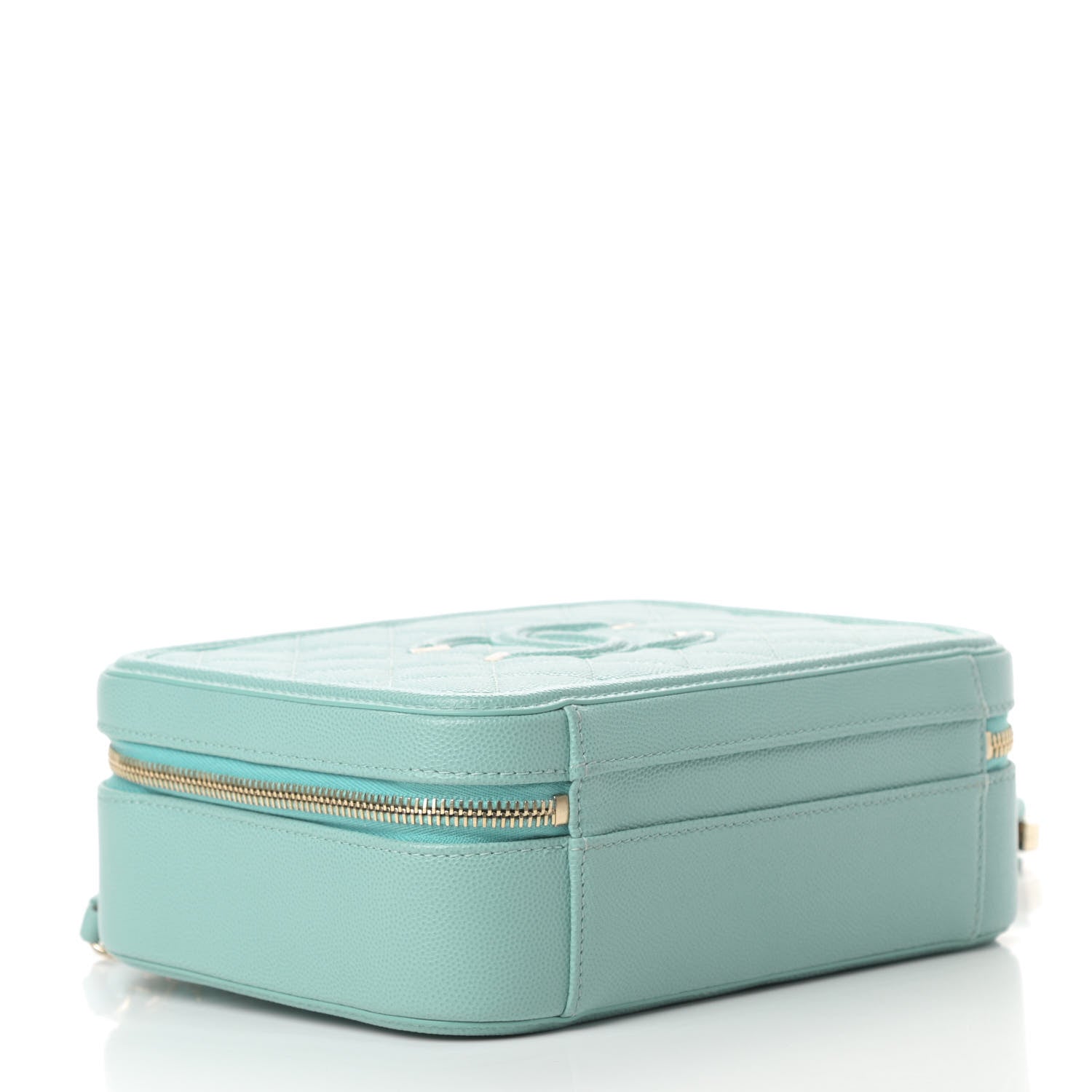 Chanel Caviar Quilted Medium CC Filigree Vanity Case Light Blue 4 of 10