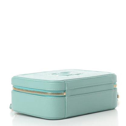 Chanel Caviar Quilted Medium CC Filigree Vanity Case Light Blue 4 of 10