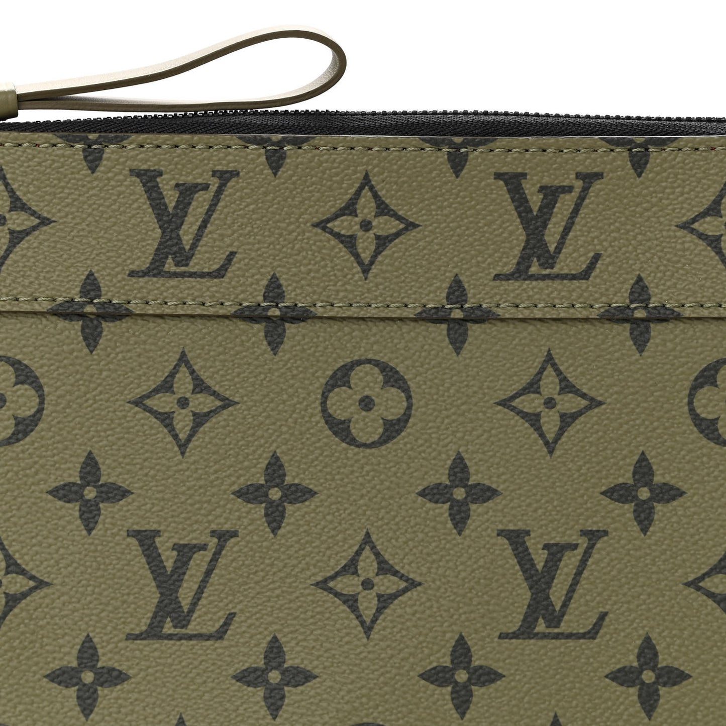Monogram Pochette Voyage Souple Khaki Green Vermillion Red
