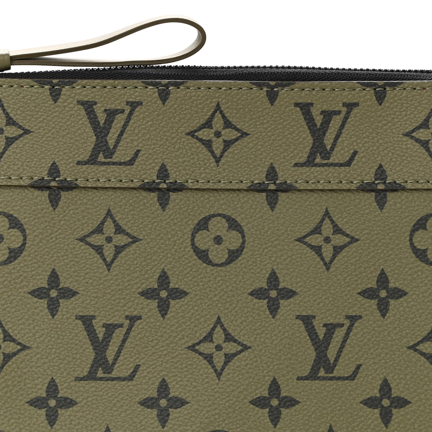 Louis Vuitton Monogram Pochette Voyage Souple Khaki Green Vermillion Red 7 of 10