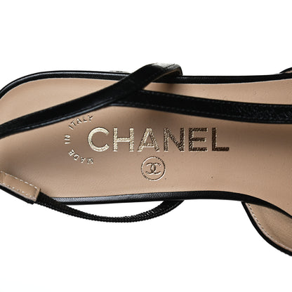 Chanel Goatskin Grograin Cap Toe CC Slingback 36.5 Black 9 of 9