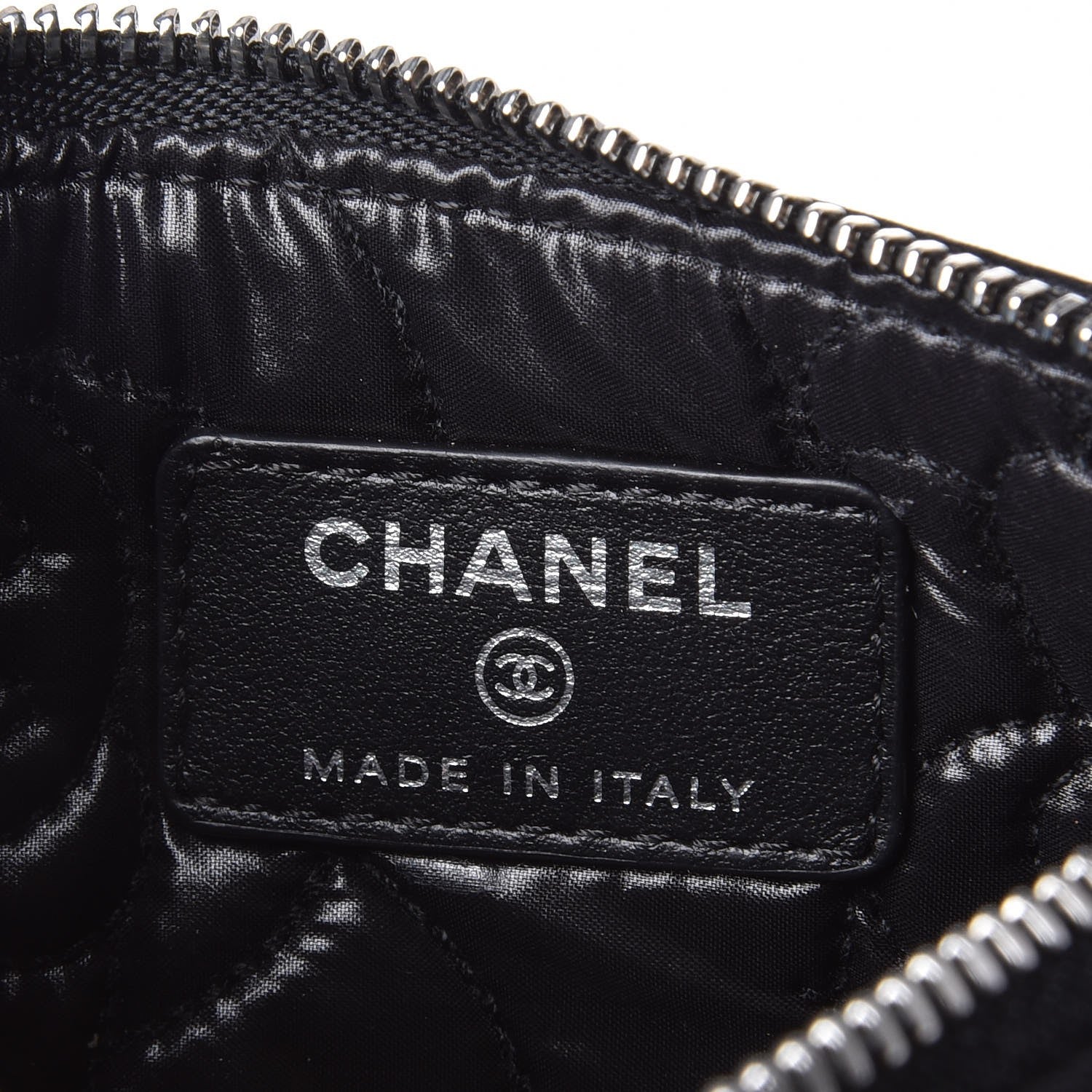 Chanel Goatskin Camellia Embossed Cosmetic Pouch Black 6 of 8
