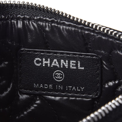 Chanel Goatskin Camellia Embossed Cosmetic Pouch Black 6 of 8