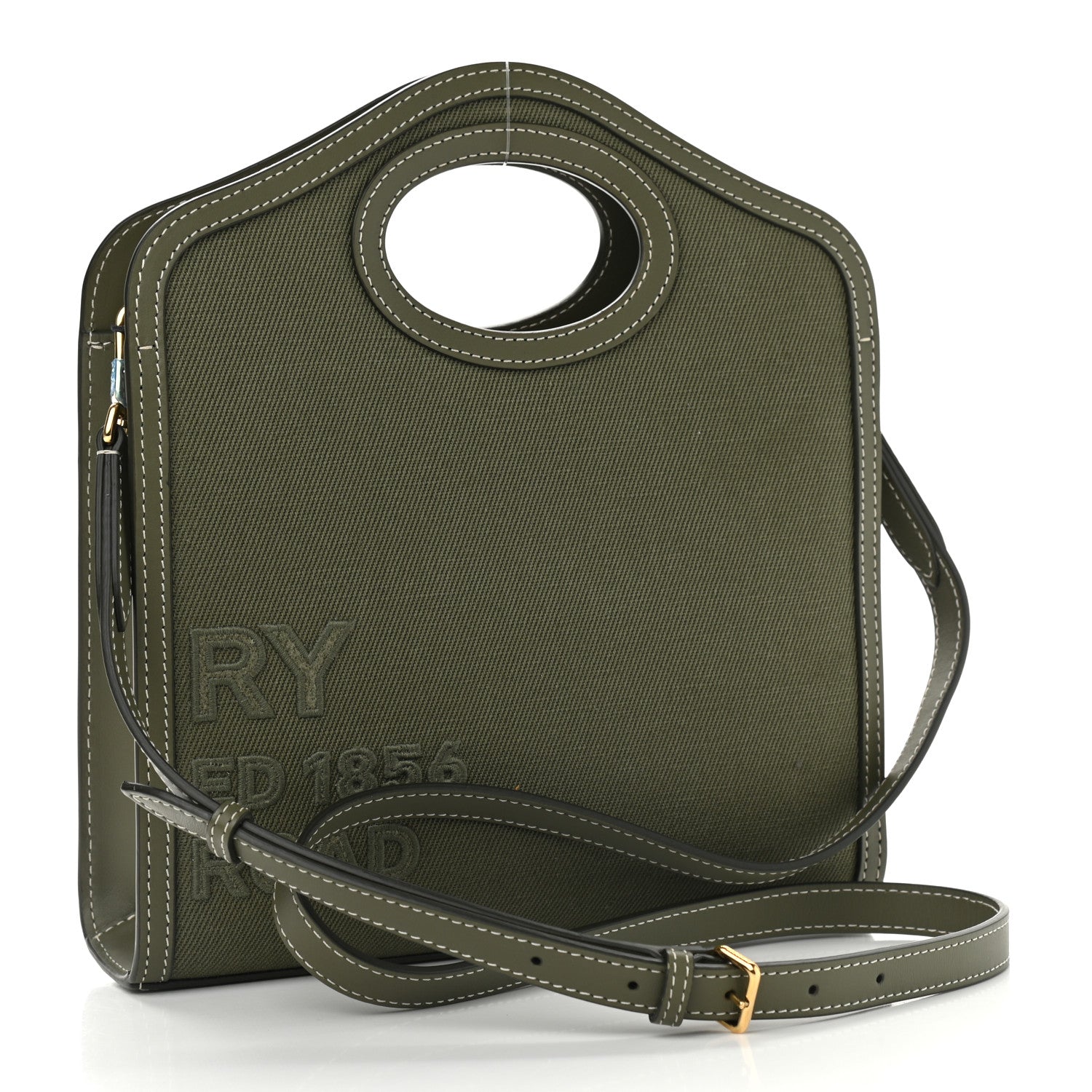 Burberry Canvas Calfskin Horseferry Print Mini Pocket Bag Dark Fern Green 3 of 9