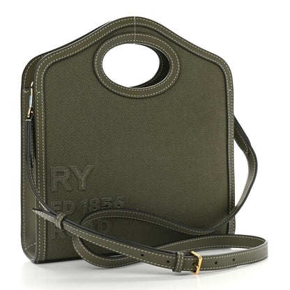 Burberry Canvas Calfskin Horseferry Print Mini Pocket Bag Dark Fern Green 3 of 9