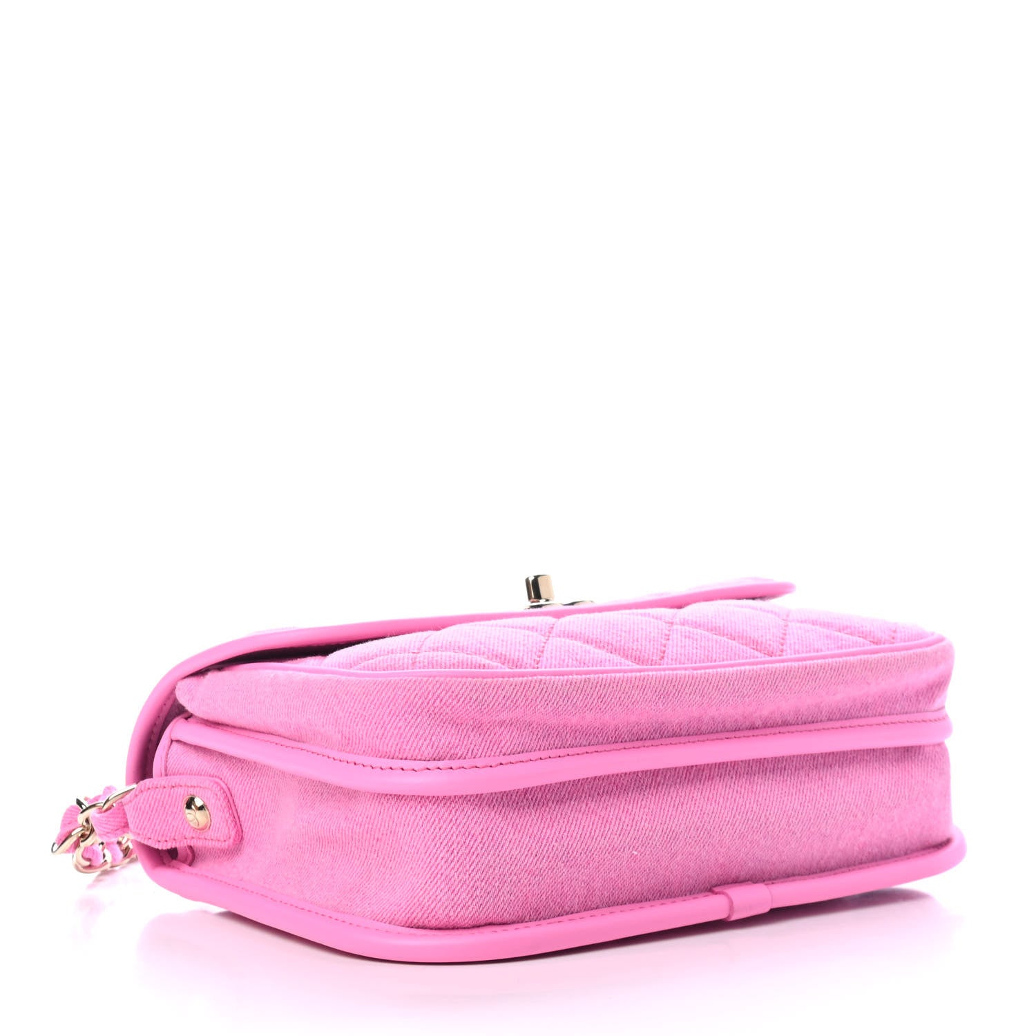 Chanel Denim Quilted Small Messenger Flap Neon Pink 5 of 8