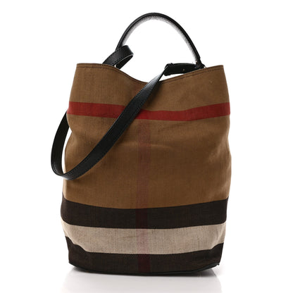 Burberry Canvas Mega Check Medium Ashby Hobo Black 4 of 15