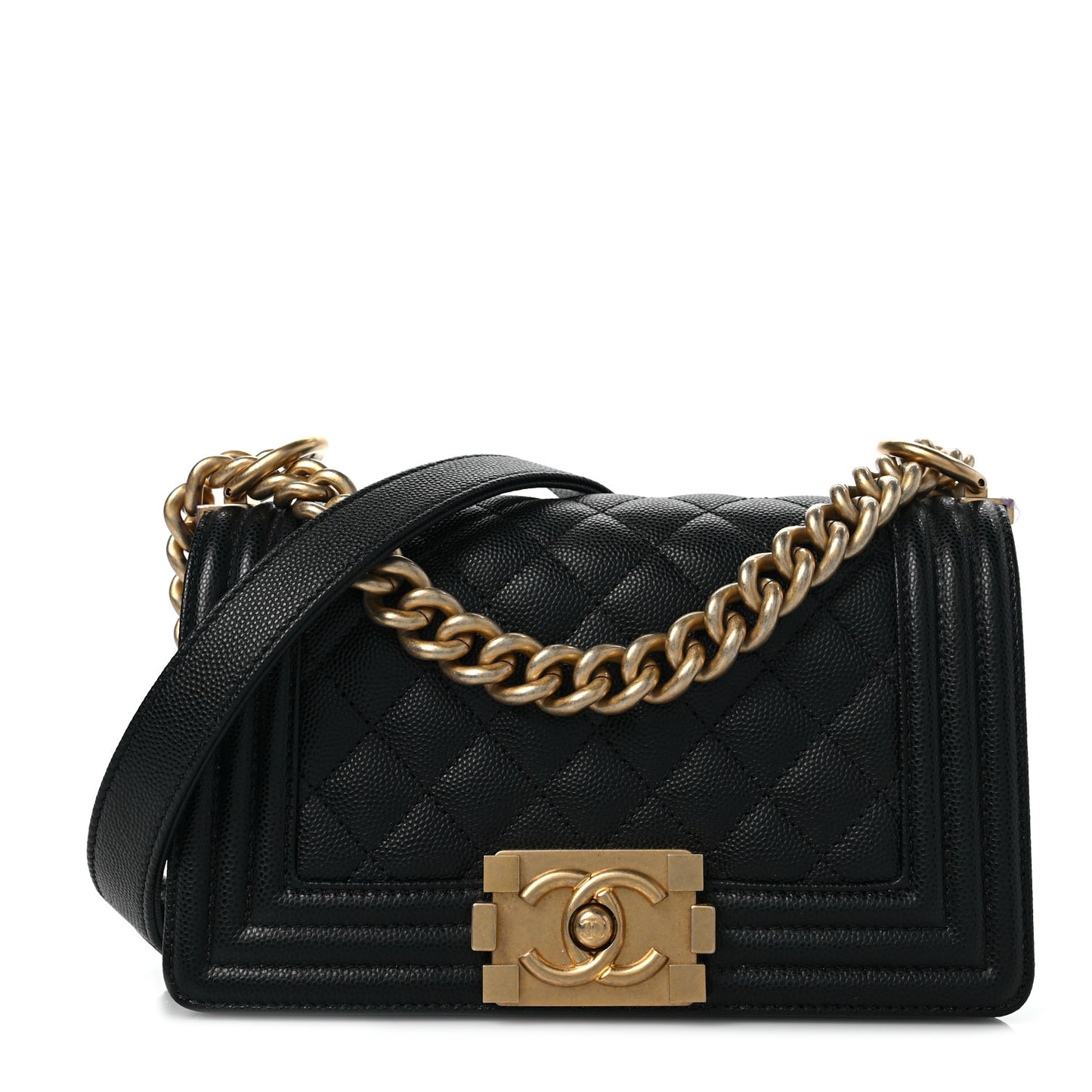 Caviar Quilted Small Boy Flap Black