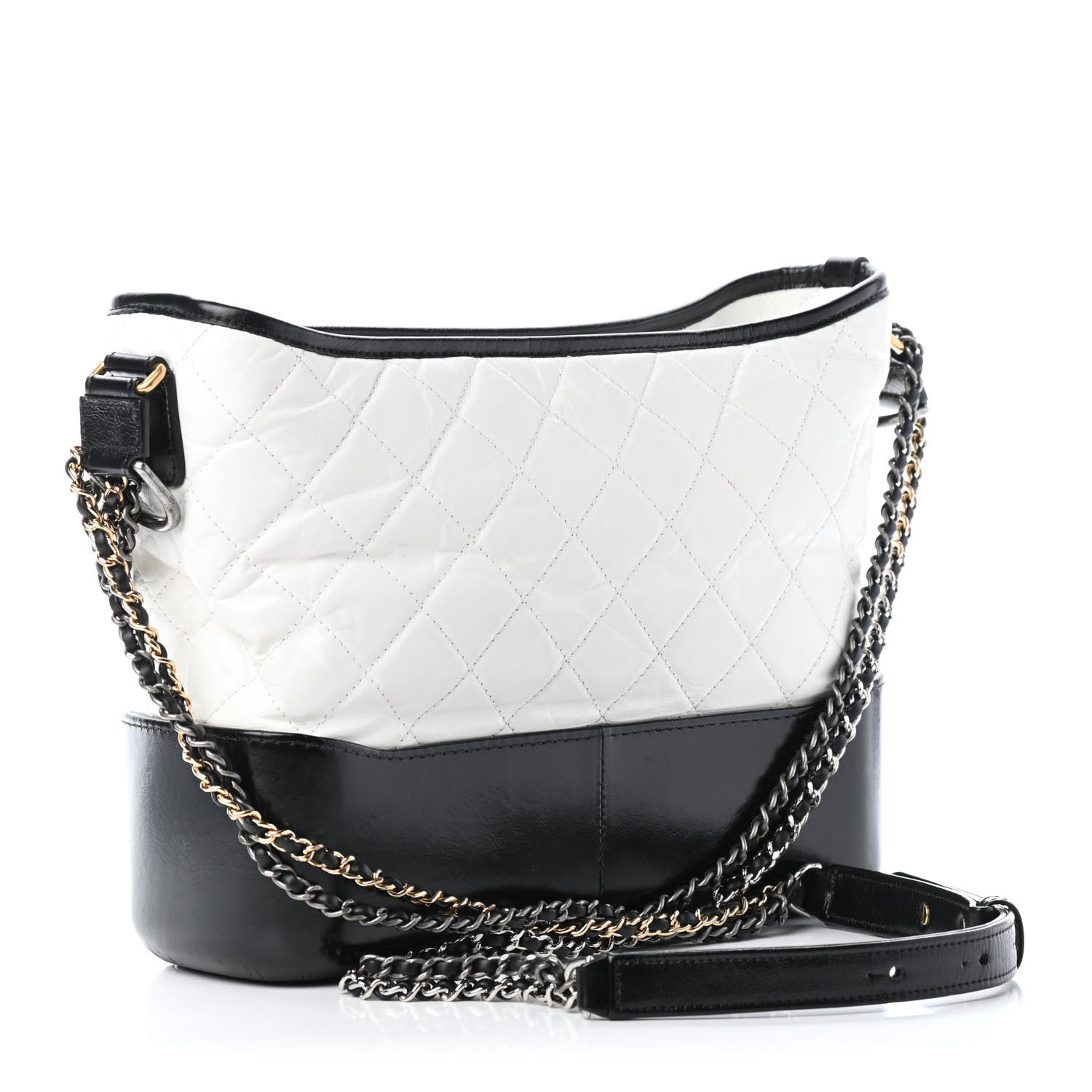 Chanel Aged Calfskin Quilted Medium Gabrielle Hobo Black White 2 of 6