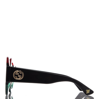 Gucci Acetate Round GG0084S Sunglasses Black Red Green 4 of 9