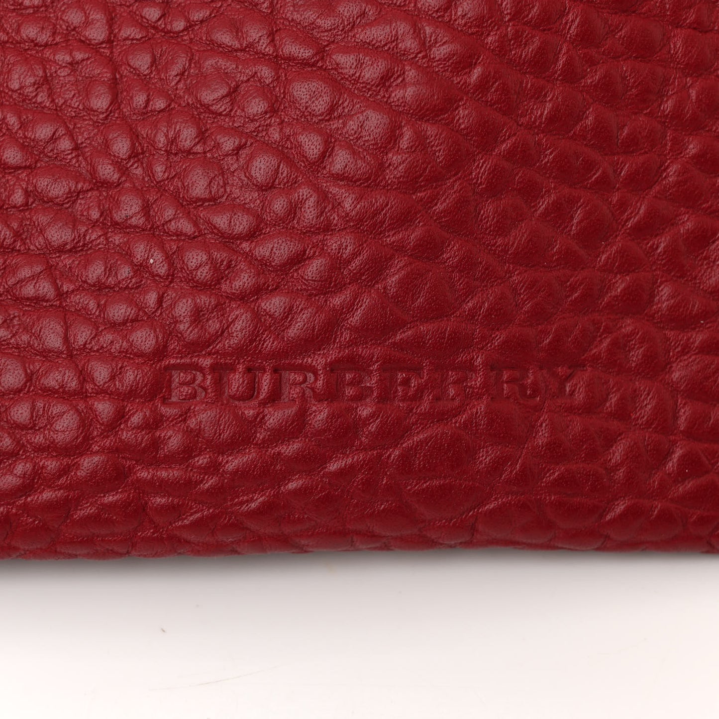 Signature Grain Calfskin Check Embossed Small Canterbury Tote Red