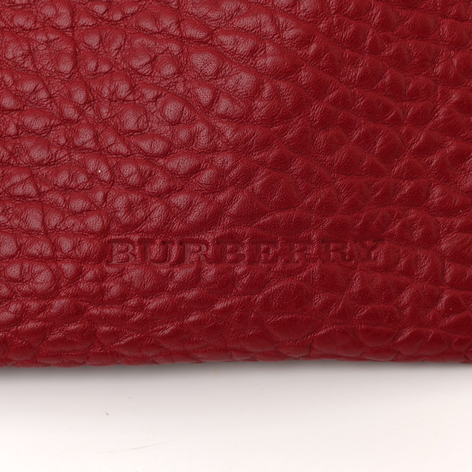 Burberry Signature Grain Calfskin Check Embossed Small Canterbury Tote Red 6 of 11