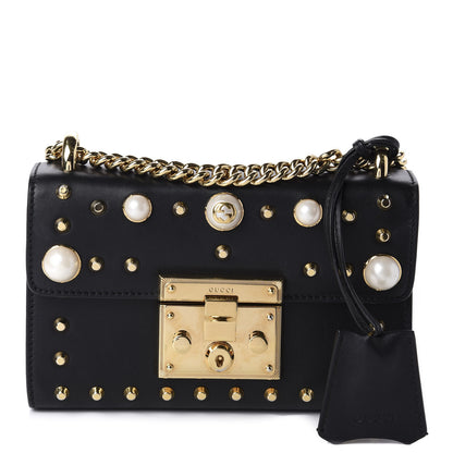 Gucci Calfskin Studded Small Padlock Shoulder Bag Black 1 of 11