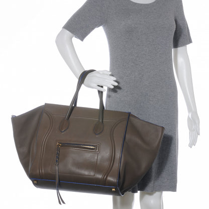 Celine Smooth Calfskin Large Phantom Luggage Khaki Cobalt Trim 2 of 9