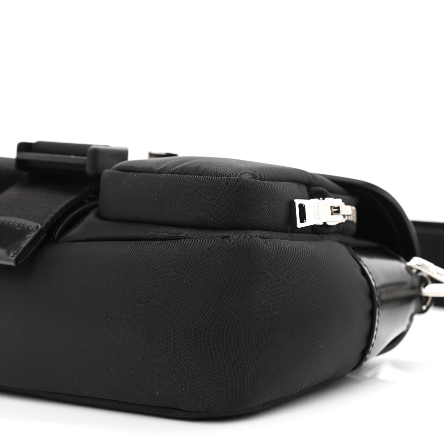 Prada Re-Nylon Spazzolato Double Pocket Buckle Shoulder Bag Black 11 of 11