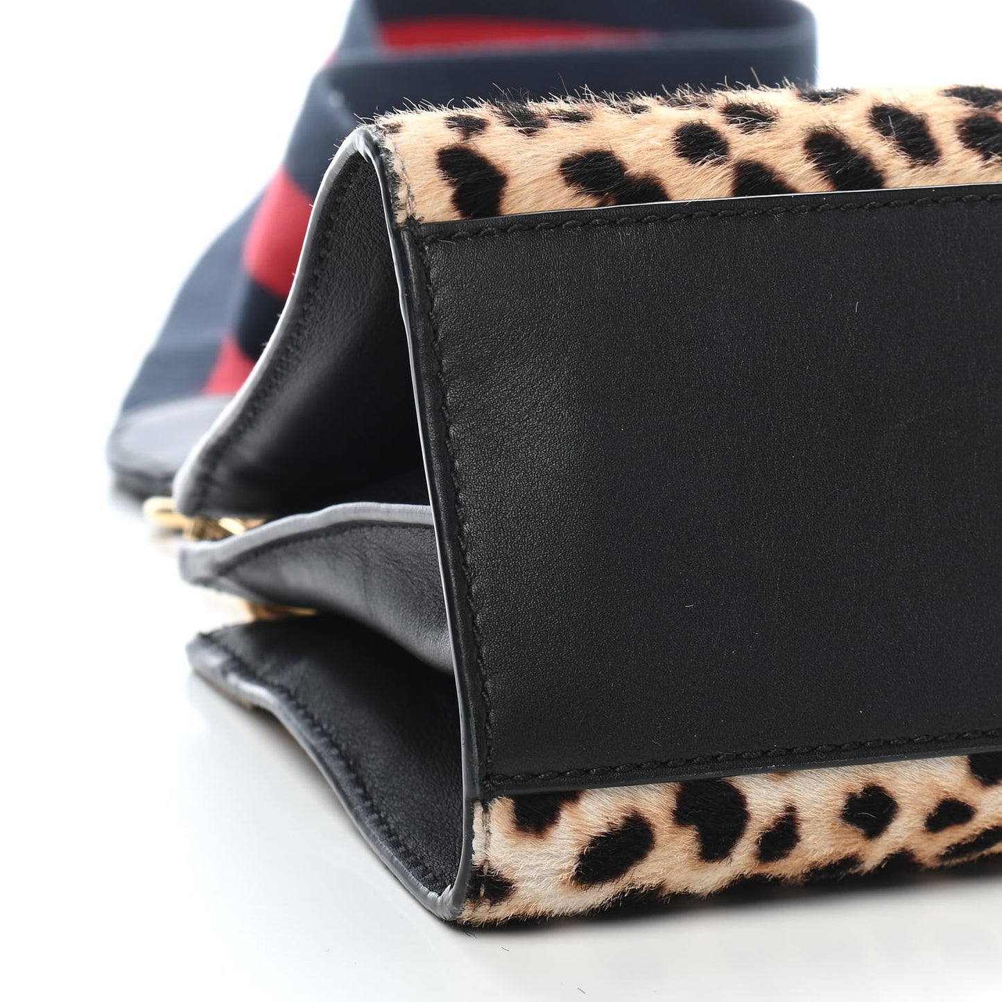 Calf Hair Bamboo Web Leopard Print Mini Nymphaea Top Handle Bag
