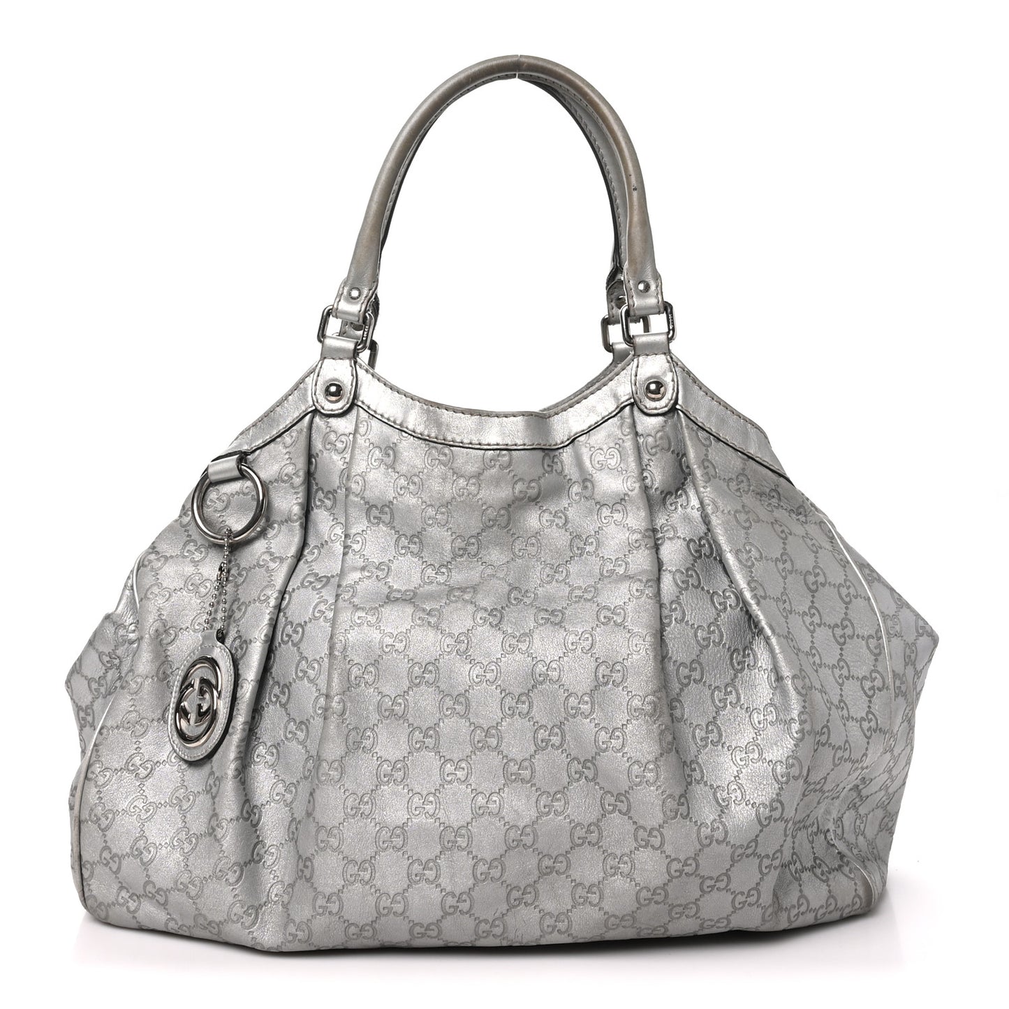 Guccissima Large Sukey Tote Silver