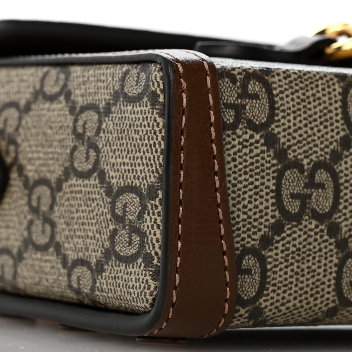 GG Supreme Monogram Mini Horsebit 1955 Shoulder Bag Beige Brown Sugar