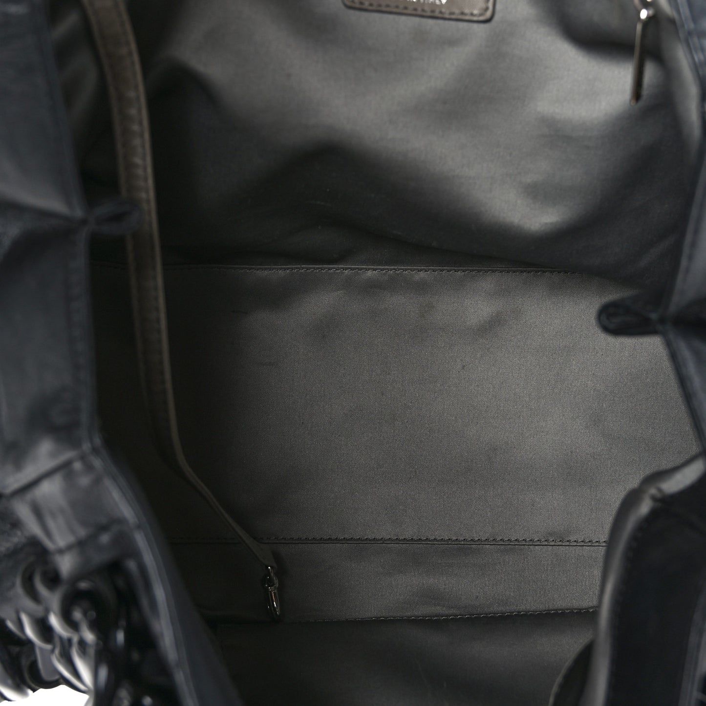 Calfskin Modern Chain Rhodoid East West Tote Black