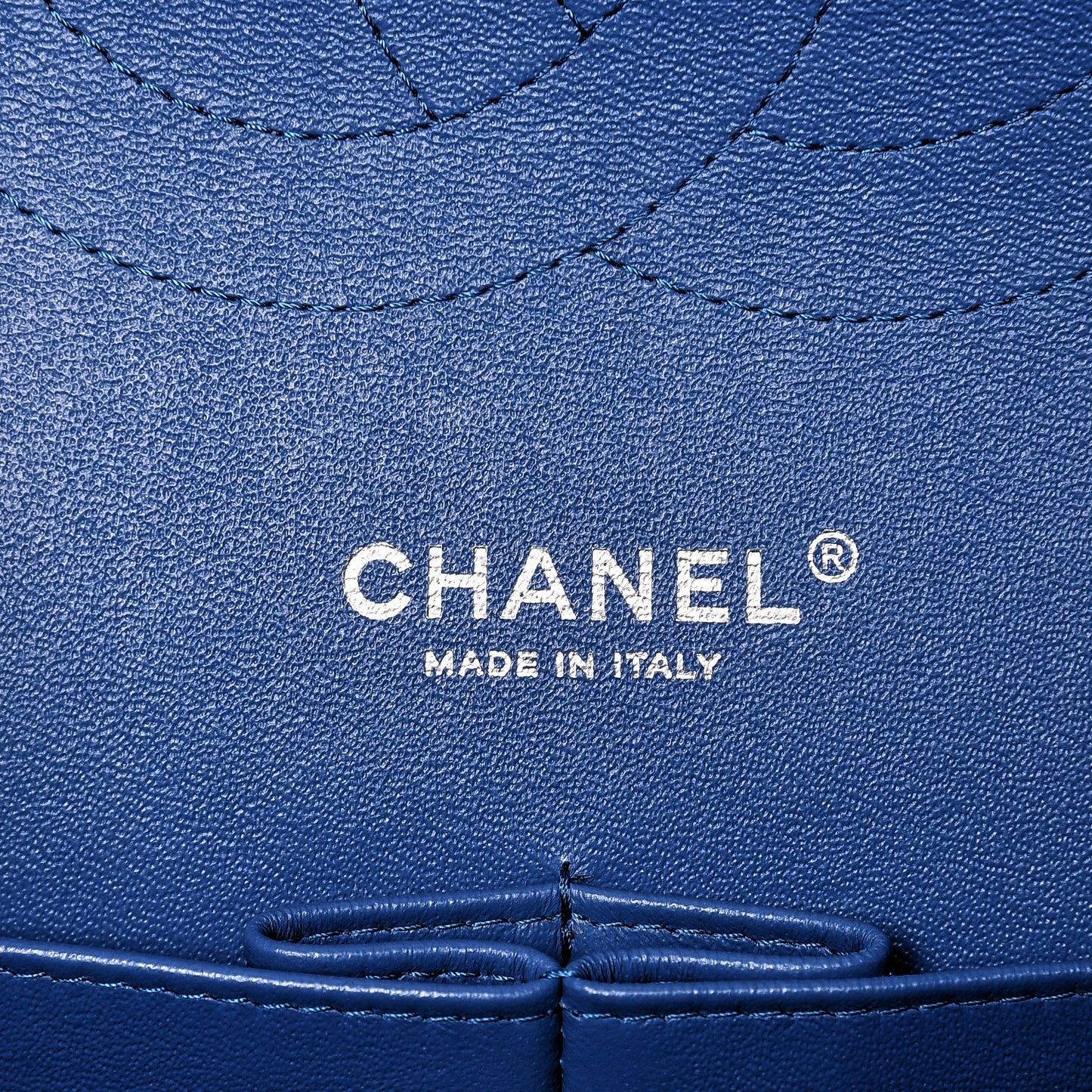 Caviar Chevron Quilted Jumbo Double Flap Bright Blue