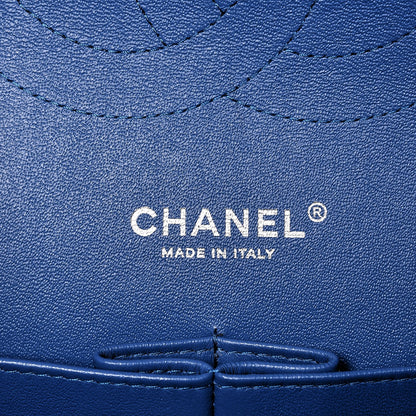 Chanel Caviar Chevron Quilted Jumbo Double Flap Bright Blue 6 of 7