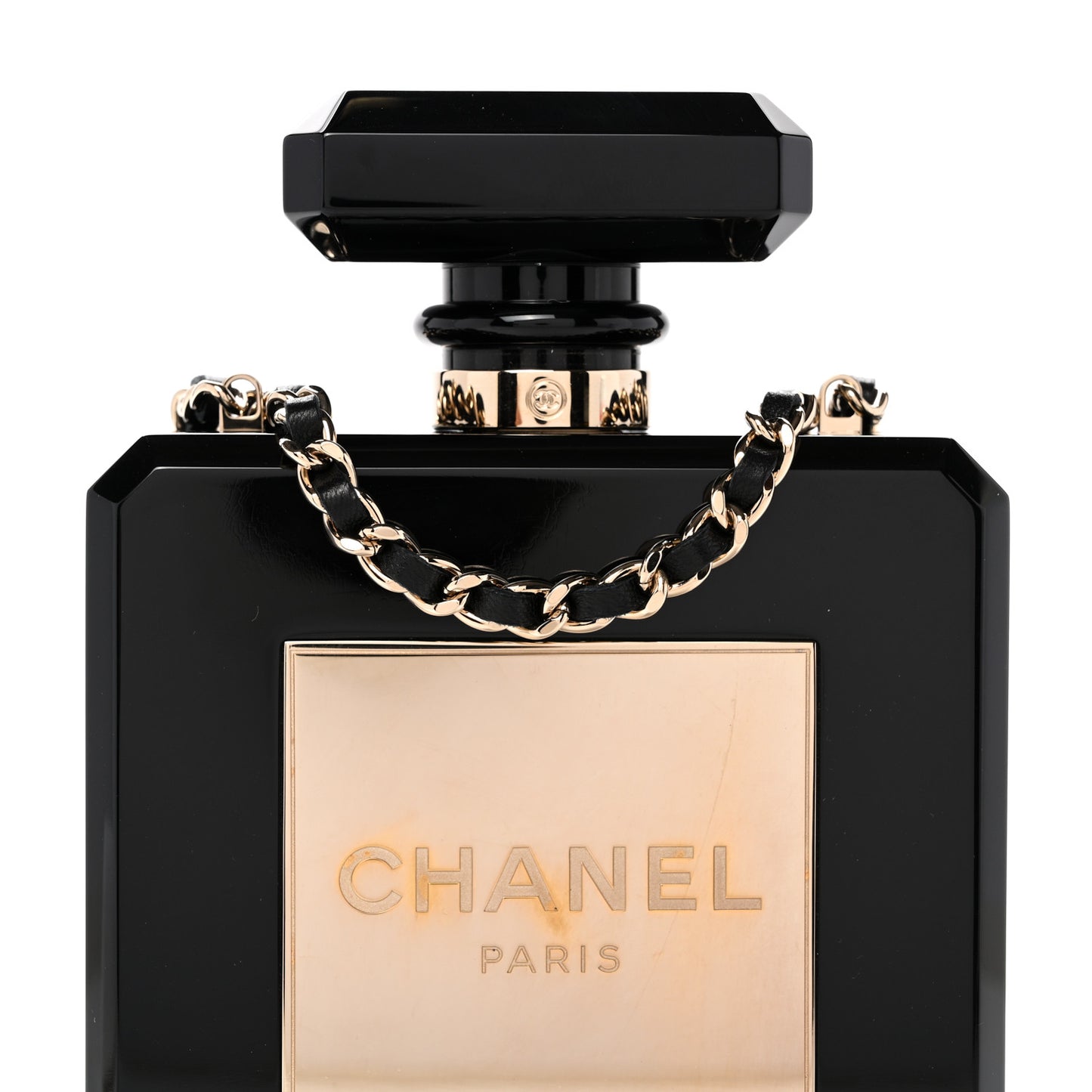 Plexiglass Perfume Bottle Clutch Black