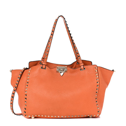Valentino Garavani Pebbled Calfskin Medium Rockstud Tote Melon Sorbet 1 of 14