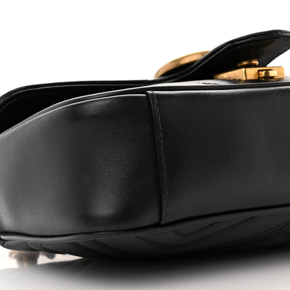 Gucci Calfskin Matelasse Mini GG Marmont Shoulder Bag Black 9 of 13