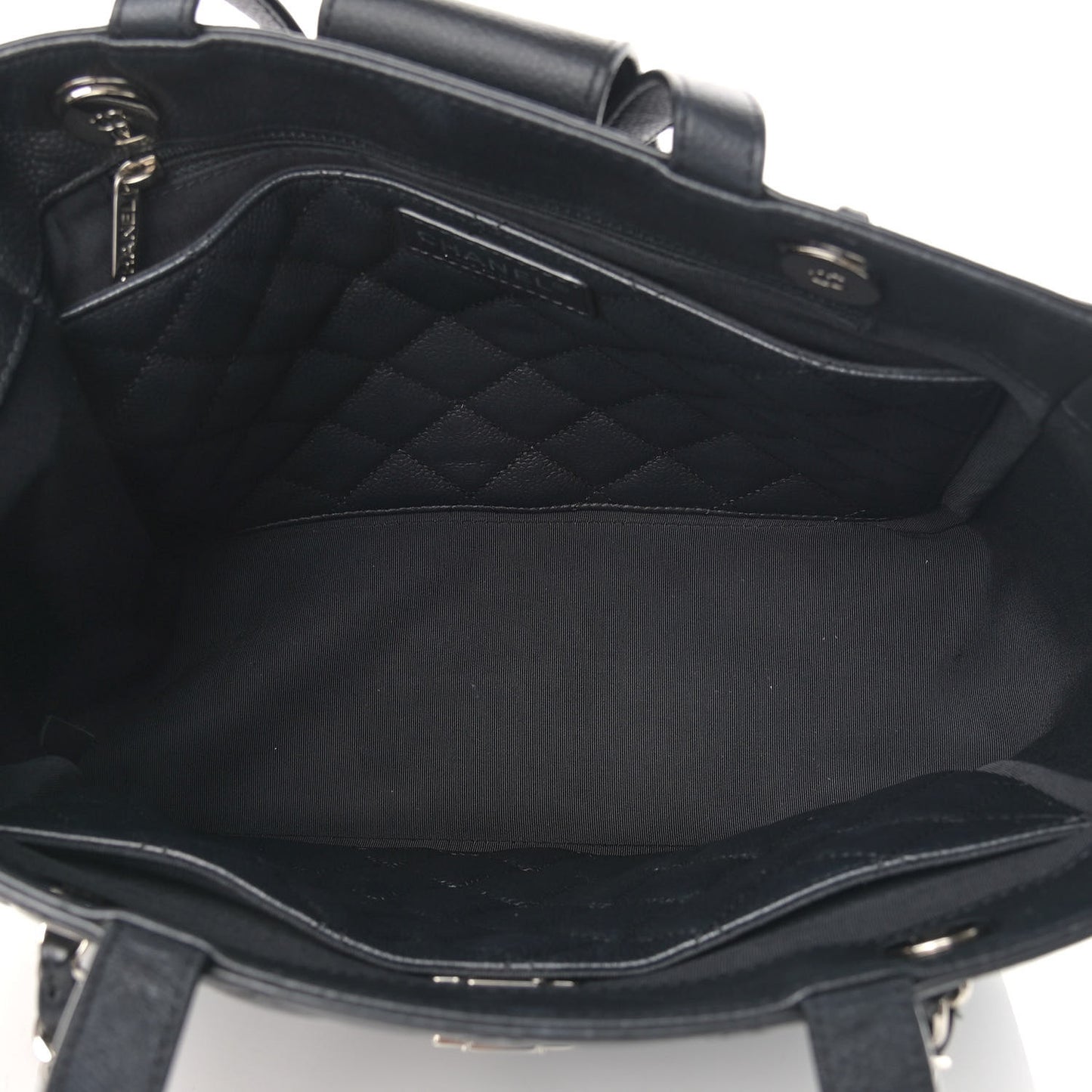 Caviar Quilted Small CC Box Shopping Tote Black