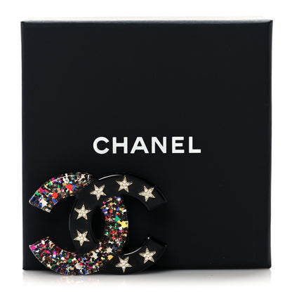 Chanel Resin Glitter Crystal CC Star Brooch Multicolor 5 of 5