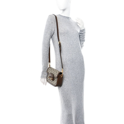 Gucci GG Supreme Monogram Web Mini Horsebit 1955 Shoulder Bag Beige Brown Sugar 2 of 13