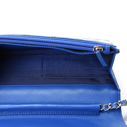 Chanel Patent Calfskin Quilted Wallet On Chain WOC Dark Blue 4 of 9