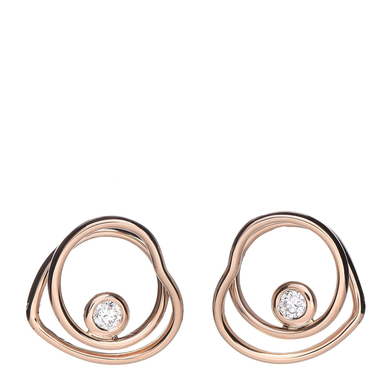 Hermes 18K Rose Gold Diamond TPM Vertige Coeur Earrings 1 of 5