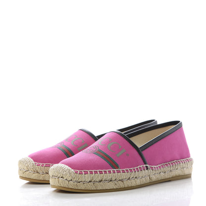 Gucci Canvas Logo Espadrilles 36.5 Cyclamen Rose Black 3 of 10