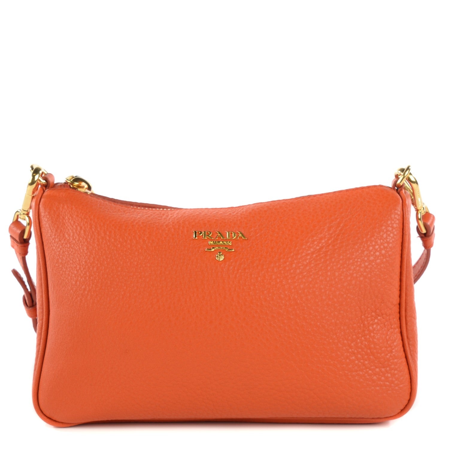 Prada Vitello Daino Mini Shoulder Bag Papaya 1 of 11