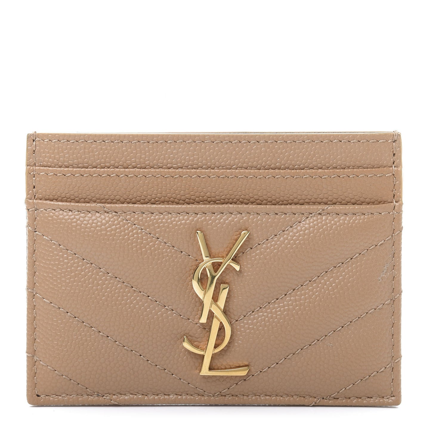 Grain De Poudre Matelasse Chevron Monogram Credit Card Case Cork