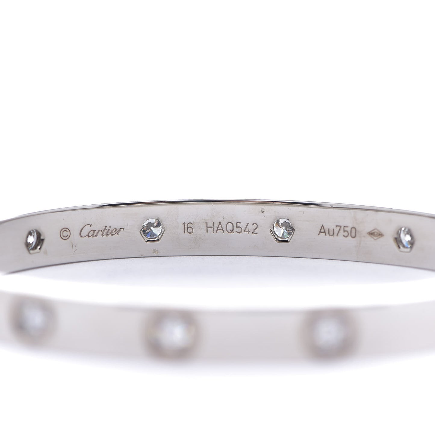 18K White Gold 10 Diamond LOVE Bracelet 16