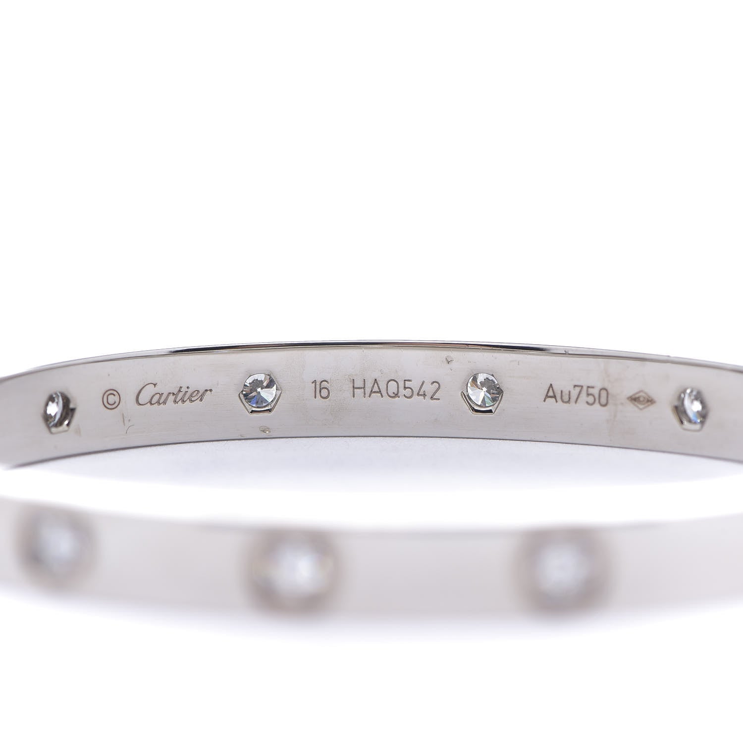 Cartier 18K White Gold 10 Diamond LOVE Bracelet 16 4 of 5