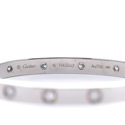 Cartier 18K White Gold 10 Diamond LOVE Bracelet 16 4 of 5