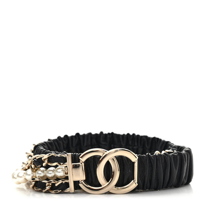 Chanel Lambskin CC Pearl Chain Belt 75 30 Black 1 of 4