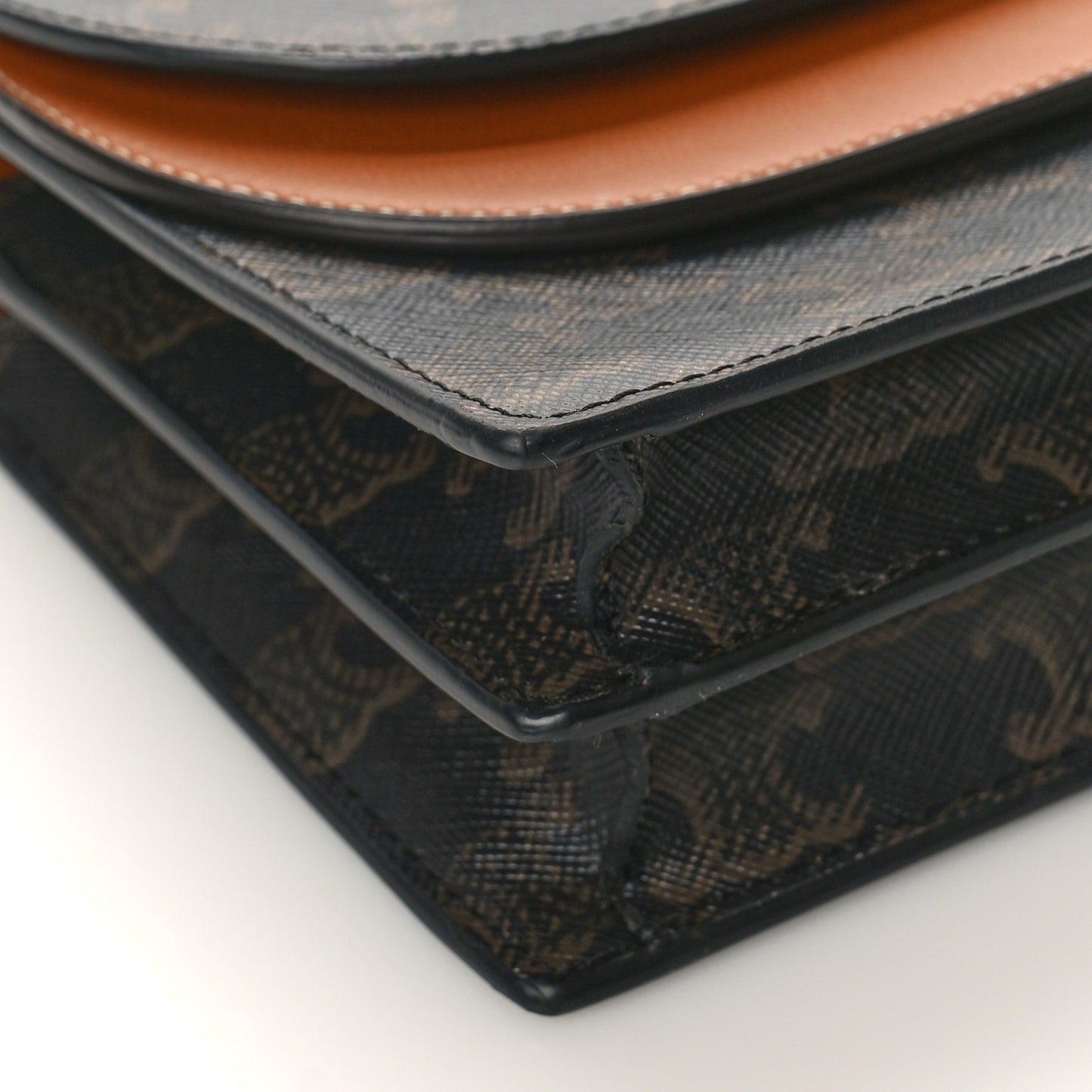 Triomphe Canvas Lambskin Wallet On Strap Tan