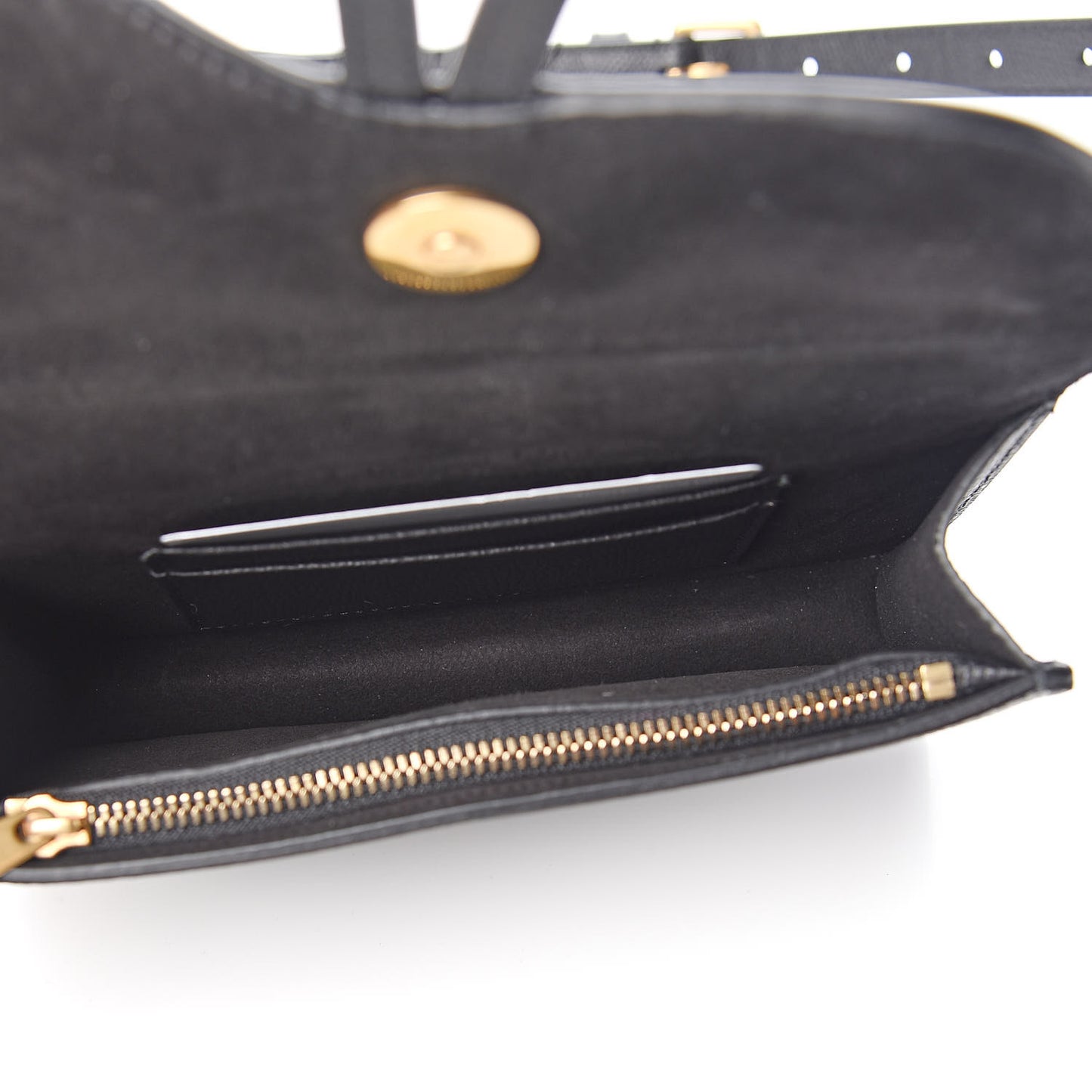 Grained Calfskin Saddle Belt Bag Black