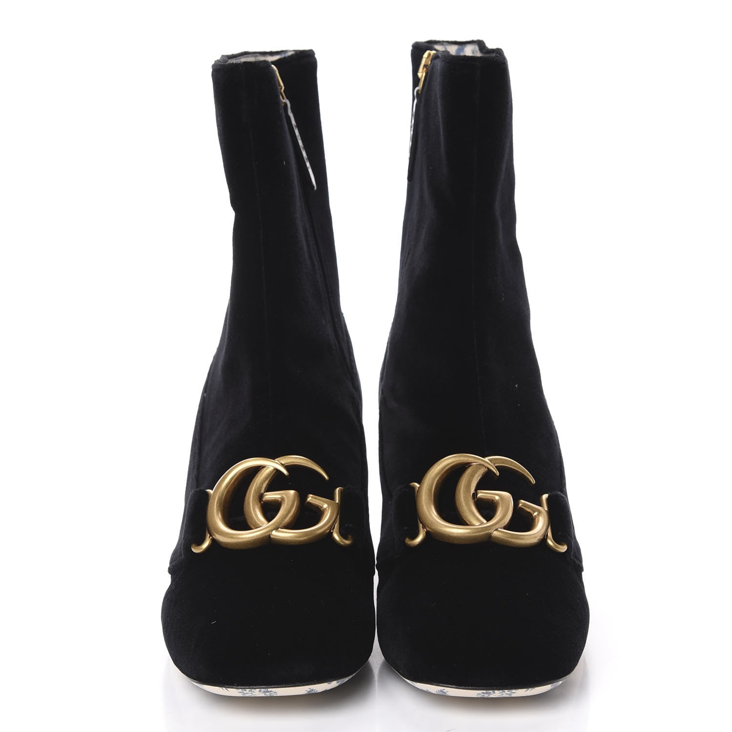 Gucci Softy Velvet Malaga Kid GG Victoire 55mm Ankle Boots 39 Black 2 of 6