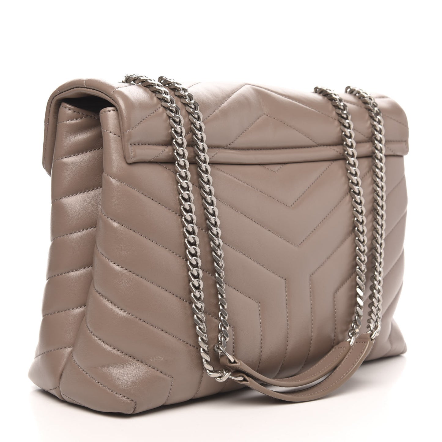 Calfskin Y Quilted Monogram Medium Loulou Chain Satchel Dark Beige