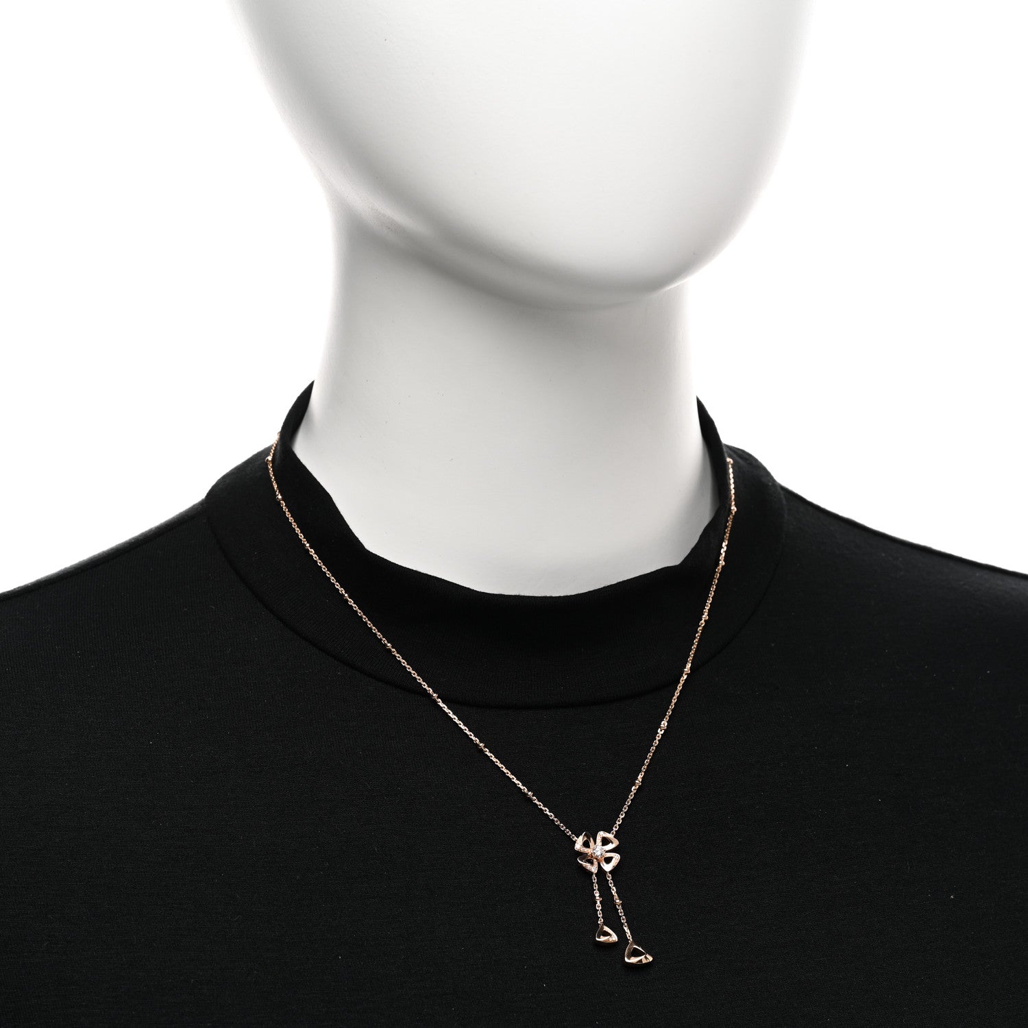 Bulgari 18K Rose Gold Diamond Fiorever Drop Necklace 2 of 5