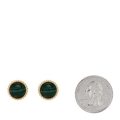 Van Cleef & Arpels 18K Yellow Gold Malachite Perlee Couleurs Earrings 2 of 5