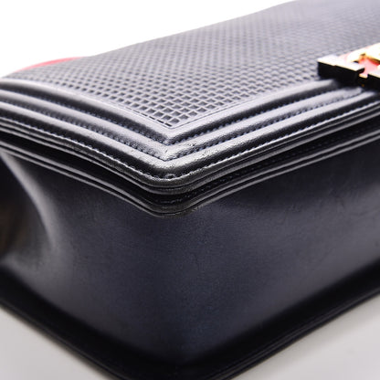 Chanel Lambskin Embossed New Medium Boy Cube Flap Navy 10 of 14