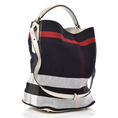Burberry Canvas Mega Check Medium Ashby Hobo White 4 of 9