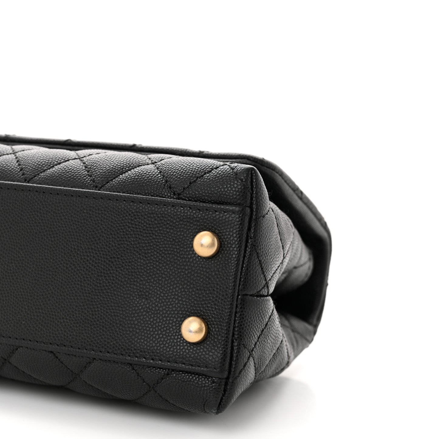 Caviar Lizard Quilted Mini Coco Handle Flap Black
